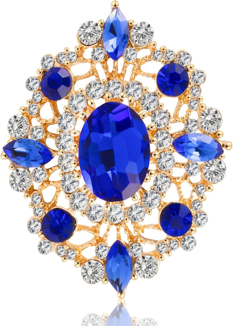 LAXPICOL Vintage Clear Austrian Crystal Brooch Pin for Women Elegant Wedding Bridal Brooches Broach Pin 1.69"*1.39" - Image 1